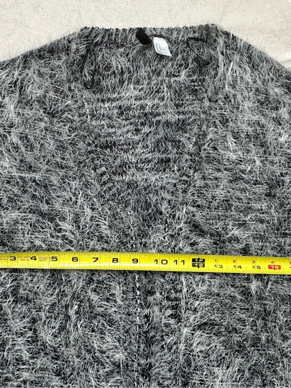 H&M DIVIDED Fuzzy Eyelash Knit Open Front Cardigan Gray/Black Size M Duster - Picture 6 of 10